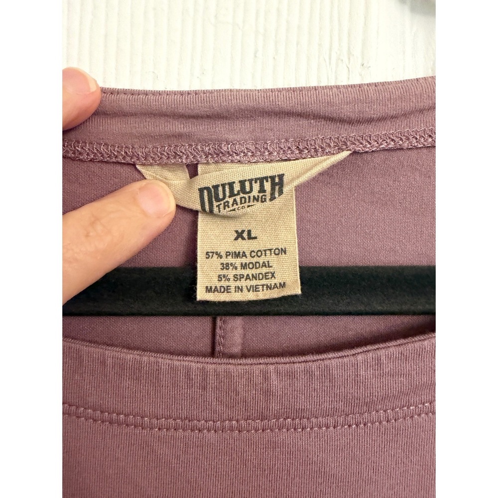Duluth Trading Co Pima Cotton Modal Tunic Top Purple XL Long Sleeve Side Slit - Picture 3 of 7